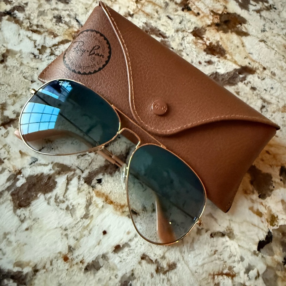 Ray-Ban Gold and Blue Aviator Sunglasses